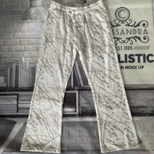 Мужские вельветовые брюки Flare Pant Camo Pattern Drawstring White Sweatpants